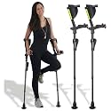 Ergobaum 7G Forearm Crutches for Adults (1 Pair-2 Units) — Ergonomic, Foldable with Shock Absorption, LED Light & Knee Rest | Adjustable 5'–6'6", Supports 360 lbs | Medical Aluminum (Black)