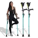 Ergobaum 7G Forearm Crutches for Adults (1 Pair-2 Units) — Ergonomic, Foldable with Shock Absorption, LED Light & Knee Rest | Adjustable 5'–6'6", Supports 360 lbs | Medical Aluminum (Aqua Blue)