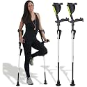 Ergobaum 7G Forearm Crutches for Adults (1 Pair-2 Units) — Ergonomic, Foldable with Shock Absorption, LED Light & Knee Rest | Adjustable 5'–6'6", Supports 360 lbs | Medical Aluminum (White Panda)