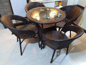 ergocraft 4 seater outdoor wicker patio furniture set with glass top table set for garden metal outdoor chair