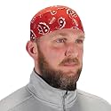 Ergodyne Chill Its 6630 Skull Cap, Lined with Terry Cloth Sweatband, Sweat Wicking, Red Western
