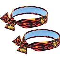 Ergodyne Chill Its 6700CT Cooling Bandana, Lined with Evaporative PVA Material for Fast Cooling Relief, Tie for Adjustable Fit, Flames, 10-Pack