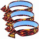 Ergodyne Chill Its 6700CT Cooling Bandana, Lined with Evaporative PVA Material for Fast Cooling Relief, Tie for Adjustable Fit, Flames (Pack of 3)
