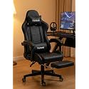 Ergonomic Gaming Chair with Adjustable Recline, Footrest & Lumbar Support – High-Back PU Leather Office & Gaming Chair for Home, Work & Gaming