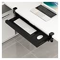 Ergonomic Keyboard Tray, Adjustable Pull-Out Keyboard Drawer with C-Clamp, Maple Finish, 55X24Cm for Home Office, Space-Saving Design, Improve Comfortcm(Black-65X24Cm(25X9In))
