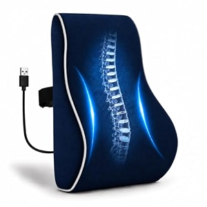 ergonomic lumbar support pillow with massager by valorx usa for office chair car seat amp gaming chair  memory foam back cushion with usb massager adjustable waist support pillow with washable cover