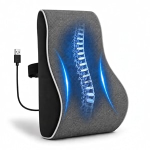 ergonomic lumbar support pillow with massager by valorx usa for office chair car seat amp gaming chair  memory foam back cushion with usb massager adjustable waist support pillow with washable cover