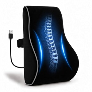 ergonomic lumbar support pillow with massager by valorx usa for office chair car seat amp gaming chair  memory foam back cushion with usb massager adjustable waist support pillow with washable cover