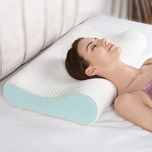ergonomic memory foam pillow with cooling gel  orthopedic neck amp back support pillow for all sleepers sky