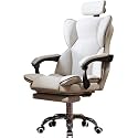 Ergonomic Office Chair Adjustable headrest Home Comfort Gaming Armchair Telescopic Foot high Back boss Chair, Load-Bearing 100kg(White)