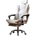 Ergonomic Office Chair Adjustable headrest Home Comfort Gaming Armchair Telescopic Foot high Back boss Chair, Load-Bearing 100kg(White A)