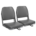 ERGOSEAT Folding Low Back 2 Pack Gray Boat Seats Fishing Seat Fits Jon Bass