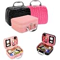 ERHETUS Latest Stylish Makeup Bag For Women,13 Cm | Jewellery Organizer & Cosmetic Storage Box | Toiletry Bags With Compact Magnifying Mirror For Travel - Orange
