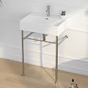 Eridanus 24"x16" Console Bathroom Sink, Pedestal Sinks, Brushed Nickel Legs