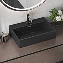 Eridanus 24"x16" Wall Mount Bathroom Sink, Matte Black Basin Bowl, Overflow