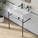Eridanus 30"x16" Console Bathroom Sink, Pedestal Sinks, Matte Black Legs