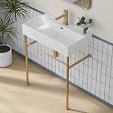 Eridanus 30"x16" Console Bathroom Sink, Pedestal Sinks, Brushed Gold Legs