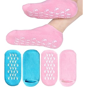 anti crack half-length silicone foot protector moisturizing silicone socks suitable for men amp women foot-care heel cracks and heel pain multicolor pack of 2