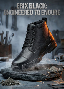 ERIX Pure Leather Black Ankle Length Police