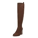Ermonn Womens Faux Suede Knee High Side Zipper Chunky Heel Stretch Winter Boots