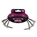 Ernie Ball Flat Ribbon Patch Cable 3-Pack, 6in, Black (P06221)