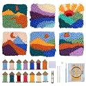 ERNTRNL Punch Needle Kits Adults Beginner - Punch Needle Coasters Embroidery Kit, 6 Pattern DIY Punch Stitching Kit with Tools, Yarns, Hoop, Instruction