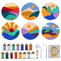 ERNTRNL Punch Needle Kits for Adults Beginner - Punch Needle Coasters Embroidery Kit, 6 Pattern DIY Punch Stitching Kit with Tools, Yarns, Hoop, Instruction (Circular)