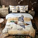 Erosebridal Beige Yellow Kids Mallard Duck 7 Piece Bedding Set Twin | Wild Animal Comforter Set with Sheets Wildlife Rustic Flying Bed in A Bag Adults Women Men Bed Sets