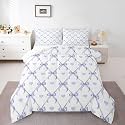 Erosebridal Blue Bowknot Comforter Set Full Size Valentine's Day Heart Bedding Set for Kids Boys Girls Kawaii Love Heart Pattern Comforter Coquette Bow Tie Quilt Bedroom Decor
