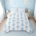 Erosebridal Blue and White Bow Twin Comforter Set | Cute Coquette Bowtie Bedding Sets for Girls Kids, Blue Ribbon Bow Tie Striped Bed Set, Aesthetic Bows Room Decor, 1 Pillowcase