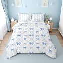 Erosebridal Blue and White Bow Twin Comforter Set for Girls | Cute Blue Ribbon Bow Tie Bedding Sets for Kids Women, Coquette Bowknot Bed Set, Princess Bows Room Decor, 1 Pillowcase