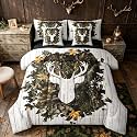Erosebridal Camo Deer Antlers White Brown Kids Full Comforter Set 7 Pieces