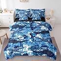Erosebridal Camouflage Army Blue King 7-Piece Comforter Set