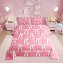 Erosebridal Cute Pink Bow Tie King Comforter Set for Girls Women,Pink and White Bows Bedding Set Room Decor,Princess Bow Knot Quilt Set Kawaii Girly Bedding Comforter Sets,2 Pillowcases