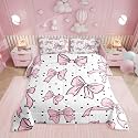 Erosebridal Cute Pink Bows Comforter Set for Girls,Pink and Black Bow Tie Toddler Bedding Set Room Decor,Princess Bowknot Quilt Set Kawaii Polka Dot Bedding Comforter Sets,1 Pillowcase