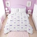 Erosebridal Cute Purple Bow Twin Comforter Set for Girls | Purple Ribbon Bow Tie Bedding Sets for Kids Women, Coquette Bowtie Bed Set, Princess Bows Room Decor, 1 Pillowcase