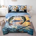 Erosebridal Fishing and Hunting Blue 7 Piece Bedding Set Twin