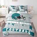 Erosebridal Football 7 Pcs Comforter Set King Football City Bedding for Boys Girls Grey Football Fans Sheet Set Bed in A Bag Rugby Game Room Decor Sports Ball Competition Quilt