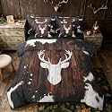 Erosebridal Fur Print Deer White Brown Black Full Comforter Set 7 Pieces | Antlers Cowhide Pattern Bed in A Bag for Bedroom Hunting Woodland Bedding Set with Comforters Boys Girls Adults Room Decor