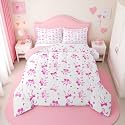 Erosebridal Girls Pink Bow Toddler Comforter Set | Cute Coquette Pink Bows Bedding Sets for Kids Women, Princess Ribbon Bow Tie Bed Set, Bowtie Love Valentines Room Decor, 1 Pillowcase