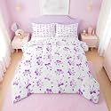 Erosebridal Girls Purple Bow Twin Comforter Set | Cute Coquette Purple Bows Bedding Sets for Kids Women, Princess Ribbon Bow Tie Bed Set, Bowtie Love Valentines Room Decor, 1 Pillowcase