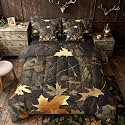 Erosebridal Grey Yellow Camo Branches Leaves Full Comforter Set 7 Pieces | Rustic Farmhouse Bed in A Bag for Bedroom Hunting Woodland Kids Bedding Set with Comforters Adults Women Men Room Decor