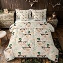 Erosebridal Kids Beige Green Floral Mallard Duck 7 Piece Bedding Set Twin | Botanical Flowers Wildlife Comforter Set with Sheets Farmhouse Rustic Bed in A Bag Adults Women Men Bed Sets