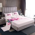 Erosebridal Letter D Bed Sheets Set Full Bowknot Sheet Set Princess Pink Ribbon Bow Butterfly Wings Sheets Bowtie Kawaii Girly Coquette Flat Fitted Sheet