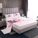 Erosebridal Letter J Bed Sheets Set King Bowknot Sheet Set Princess Pink Ribbon Bow Butterfly Wings Sheets Bowtie Kawaii Girly Coquette Flat Fitted Sheet