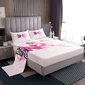 Erosebridal Letter N Bed Sheets Set Twin Bowknot Sheet Set Pink Ribbon Bow Butterfly Wings Cute Sheets Antennae Girly Coquette Kawaii Flat Fitted Sheet