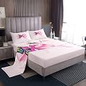 Erosebridal Letter X Bed Sheets Set Twin Bowknot Sheet Set Coquette Pink Ribbon Bow Butterfly Wings Sheets Girly Dreamy Bowtie Princess Flat Fitted Sheet