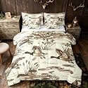 Erosebridal Mallard Duck Kids Beige White King 7-Piece Comforter Set | Wildlife Rustic Flying Sheets and Pillowcases Botanical Hunting Bed in A Bag Adults Women Men Bed Sets