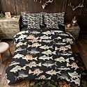 Erosebridal Pike Fish Kids Boys Yellow Black King 7-Piece Comforter Set | Fishing and Hunting Sheets and Pillowcases Rustic Farmhouse Bed in A Bag Retro Vintage Bed Sets