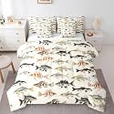 Erosebridal Pike Fish Yellow Blue Black Girls Comforter Set Queen Size 7 Pieces | Vintage Adults Teens Bed in A Bag Fishing and Hunting Bed Set Retro Boys Bedding